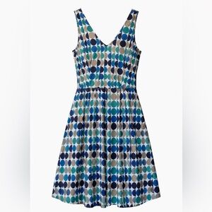 Banana Republic Dot Pattern V Neck Fit & Flare Pleated Sleeveless Midi Dress 6